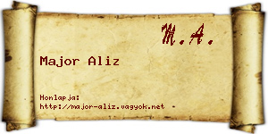 Major Aliz névjegykártya